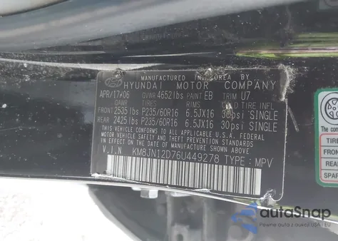 2006 Hyundai Tucson Gls/Limited z USA, uszkodzony, nr VIN KM8JN12D76U449278